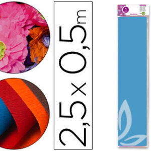 Papel Crepe em Celofane 50 cm X 2,5 M. Celeste Classico