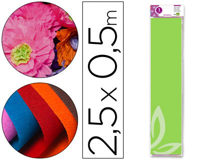 Papel Crepe em Celofane 50 cm X 2,5 M. Verde-Claro Classico