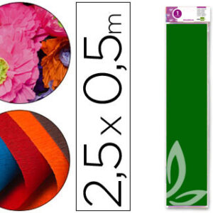 Papel Crepe em Celofane 50 cm X 2,5 M. Verde-Escuro Classico