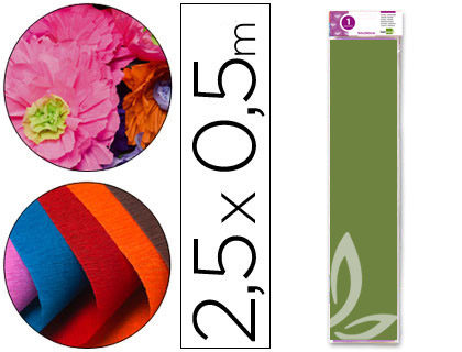 Papel Crepe em Celofane 50 cm X 2,5 M. Verde Azeitona Classico