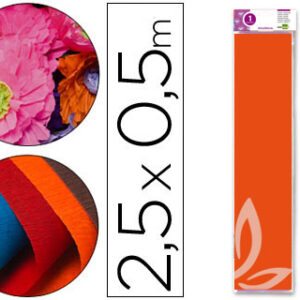Papel Crepe em Celofane 50 cm X 2,5 M. Laranja Classico