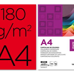 Cartolina 180 Gr A4 100 Folhas Vermelhas