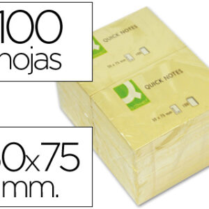 Bloco Notas Adesivas Q-Connect Amarelo 50 X 75 mm