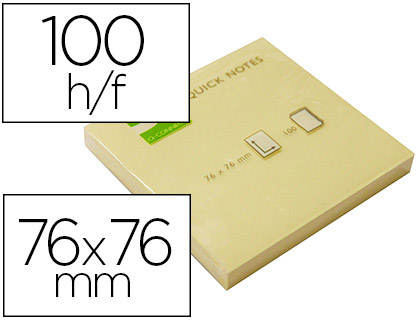 Bloco Notas Adesivas Q-Connect Amarelo 75 x 75 mm