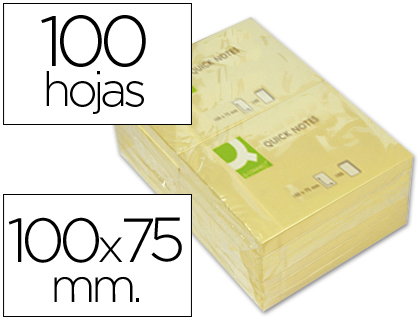 Bloco Notas Adesivas Q-Connect Amarelo 75 X 100 mm