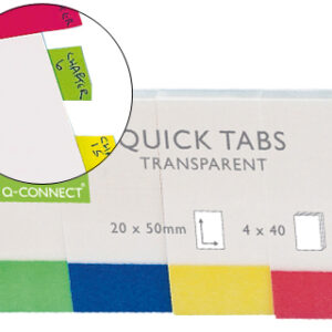 Bandas Separadoras Q-Connect Transp. e Cor, Embalagem de 4 c/ 40 Folhas