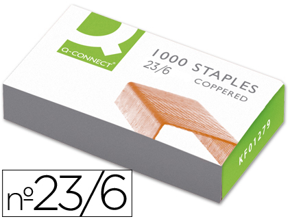 Agrafos Q-Connect Nº 23/6 Caixa de 1000 Unidades Acobreados