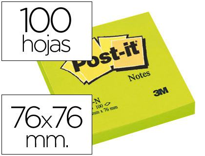 Bloco Notas Adesivas Post-It Verde 76 X 76 mm