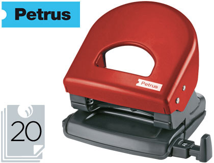 Furador Petrus 62 Color, Capacidadee 20 Folhas - Vermelho
