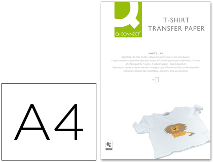 Papel Q-Connect Transferencia p/ Tela Kf01430 Din A4 -Bolsa de 10 Folhas