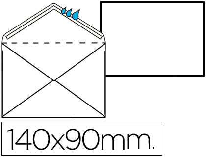 Envelope Mínimo Normalizado Branco 90x140mm Engomado Pack de 100 Unidades