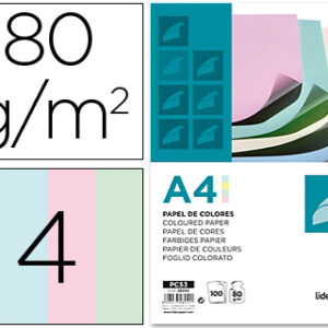 Papel de Cor Din A4 Embalagem 100 F 4 Cores X 25 Folhas