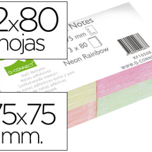 Bloco Notas Adesivas Q-Connect Sortido 75 X 75 mm