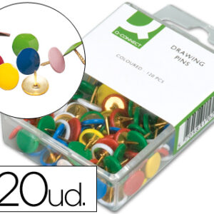 Pioneses Q-Connect, Caixa 120 Unidades, Cores Sortidas