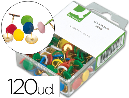Pioneses Q-Connect, Caixa 120 Unidades, Cores Sortidas