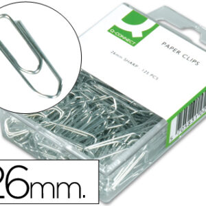 Clips Q-Connect Niquelados 26 mm Ponta Bico Caixa 125 Unidades