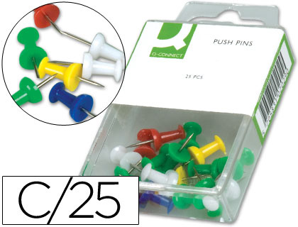 Alfinetes Q-Connect de Sinalizacao de Planos (25 Unidades) Cores Sortidas