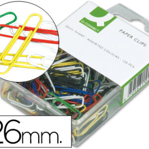 Clips Q-Connect de Cores Sortidas 26 mm Caixa de 125 Unidades