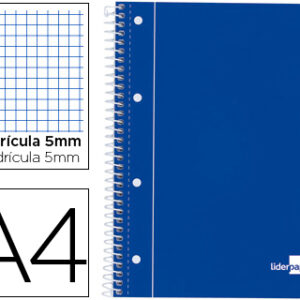 Caderno Espiral Capa Azul 80F A4 Quadriculado