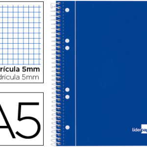 Caderno Espiral Capa Azul 80F A5 Quadriculado