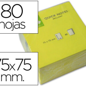 Bloco Notas Adesivas Q-Connect Amarelo Fluoresc. 75X75mm