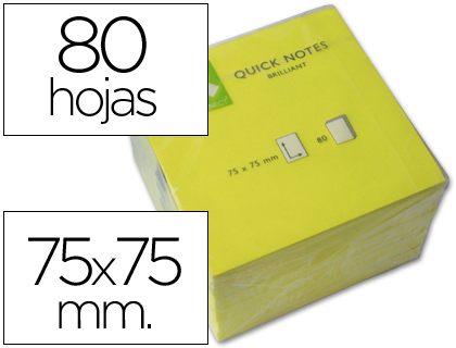 Bloco Notas Adesivas Q-Connect Amarelo Fluoresc. 75X75mm