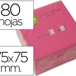 Bloco Notas Adesivas Q-Connect Rosa Fluoresc. 75 X 75 mm