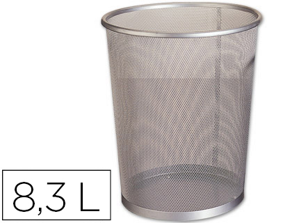 Cesto Q-Connect de Papeis de Rede Metalico Prata Capacidade 7 Litros 20,5x21x15 cm