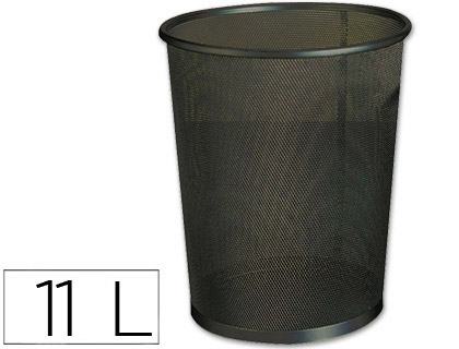 Cesto Q-Connect de Papeis de Rede Metalico Preto Capacidade 7 Litros 20,5x21x15 cm