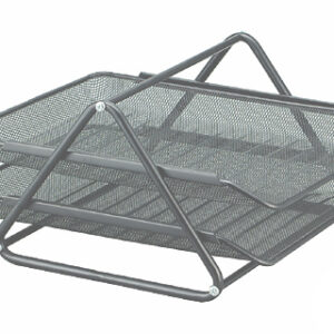Conjunto Q-Connect 2 Tabuleiros de Secretaria em Rede Metalica, Cor Cinza 300X185X350mm