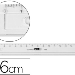 Regua M+R 16 cm Plastico Cinza
