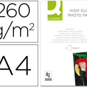 Papel Fotografico Q-Connect Glossy Din A4 260 Gramas Embalagem de 20 Folhas