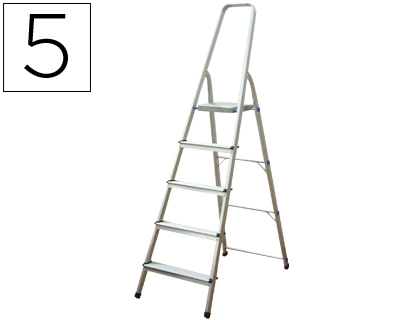 Escada Q-Connect de Alumínio c/ 5 Degraus Peso Maximo Suportavel 150 Kg 483x1675x1062 mm