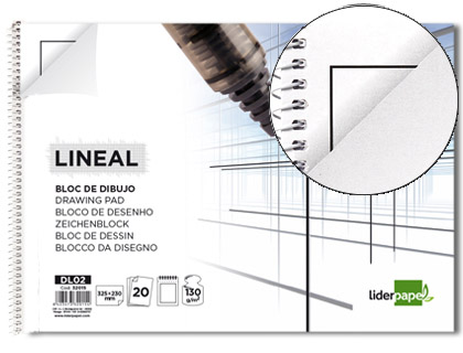 Bloco de Desenho Lineal Espiral 230X325mm 20F 130g/m2 Perfurado