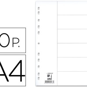 Pack 10x Separadores Q-Connect de Cartolina Din A4
