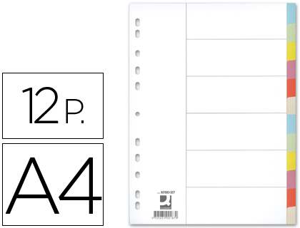 Separadores Q-Connect de Cartolina Din A4, 12 Separadores
