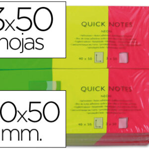 Bloco Notas Adesivas Q-Connect Fluoresc. 40 X 50 mm