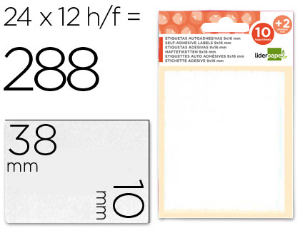 Etiquetas Adesivas 10 + 2 Folhas, 10X38 mm, 252 Etiquetas
