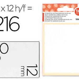 Etiquetas Adesivas 10 + 2 Folhas, 12X30 mm, 216 Etiquetas