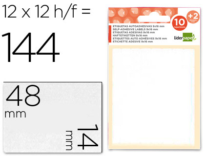 Etiquetas Adesivas 10 + 2 Folhas, 14X48 mm, 120 Etiquetas
