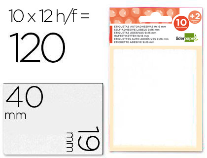 Etiquetas Adesivas 10 + 2 Folhas, 19X40 mm, 120 Etiquetas