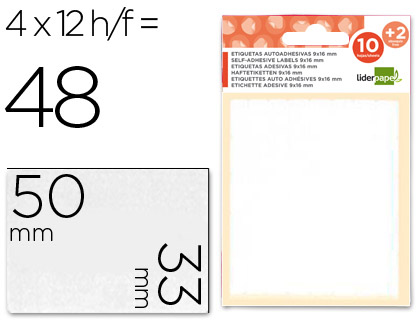 Etiquetas Adesivas 10 + 2 Folhas, 33X50 mm, 48 Etiquetas