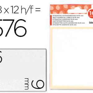 Etiquetas Adesivas 10 + 2 Folhas, 9X16 mm, 576 Etiquetas