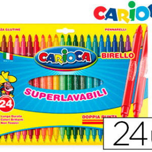 Marcador Carioca Birelo Dupla Ponta Caixa de 24 Cores