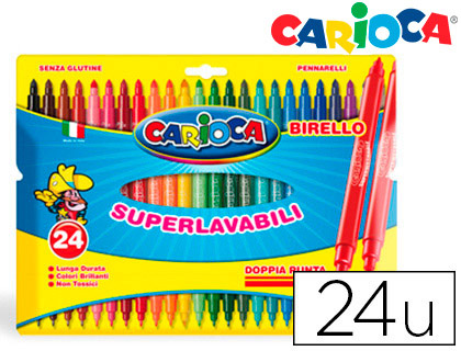 Marcador Carioca Birelo Dupla Ponta Caixa de 24 Cores