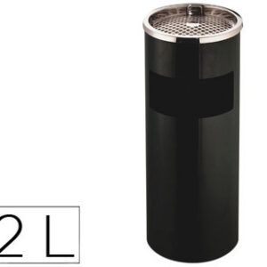Cinzeiro Q-Connect Papeleira Preto e Parte Superior Cromada Capacidade p/ 12 Litros