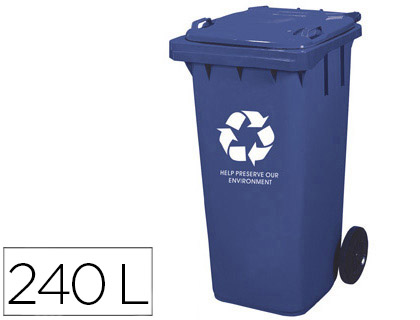 Contentor Q-Connect de Plastico 240 Litros c/ 2 Rodas Cor Azul