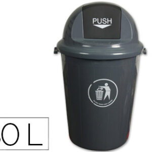 Balde de Lixo Q-Connect em Plastico Cinza c/ Tampa Redeonda Giratoria Capacidade p/80 Litros