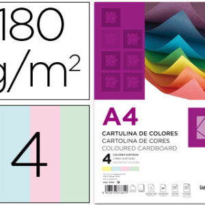 Cartolina 180g. 100 Folhas - 4 Cores Sortidas