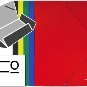 Pasta de Elasticos Cart?o Plastificado c/ Abas Folio Cores Sortidas Preto-Vermelho-Azul-Verde-Amarel